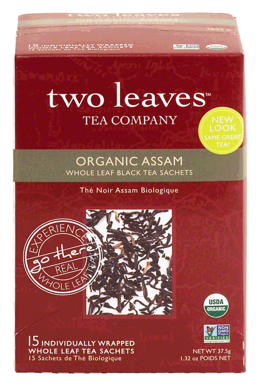 Two Leaves Tea Company  organic assam whole leaf tea, 15-sachets Full-Size Picture